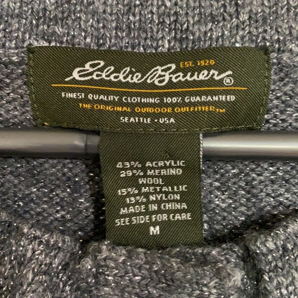 Eddie Bauer Button Gray w/ Silver Cardigan M